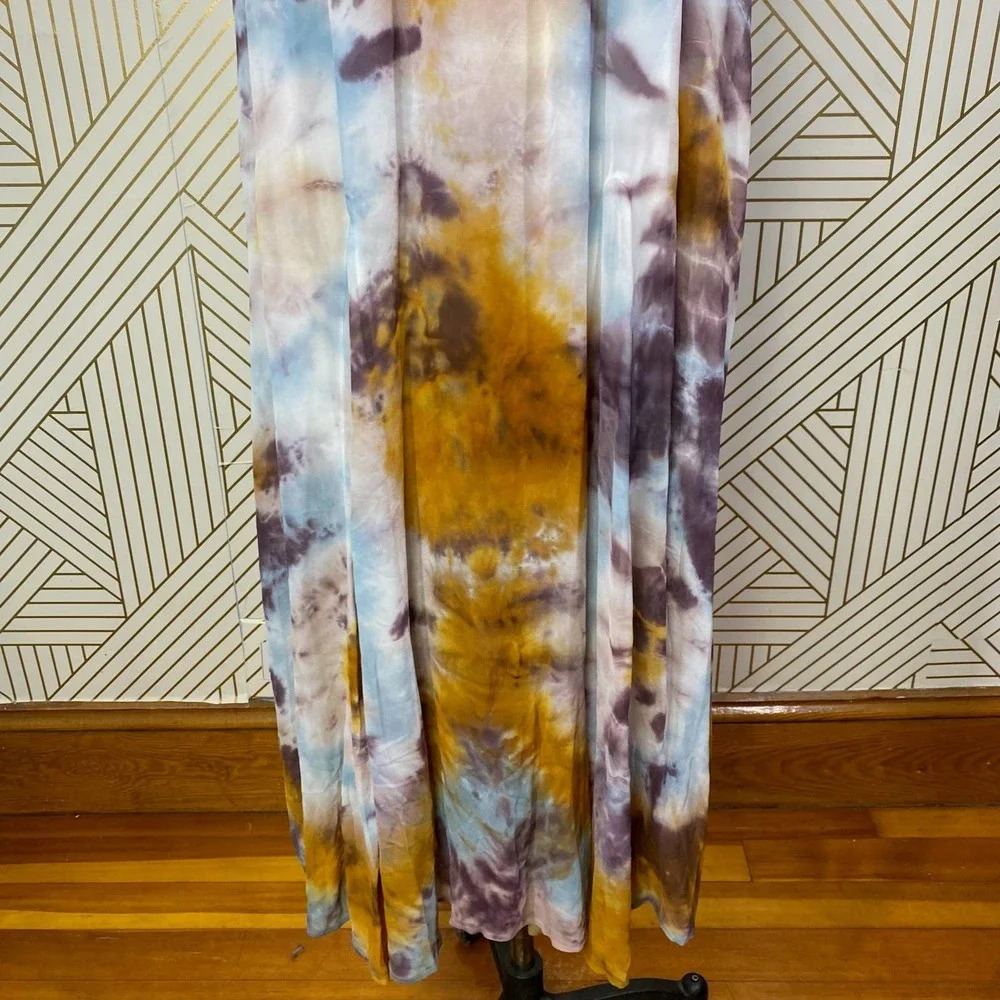 Young Fabulous & Broke Elie Trapeze Orange Blue White Maxi Dress Size Medium - Picture 5 of 12